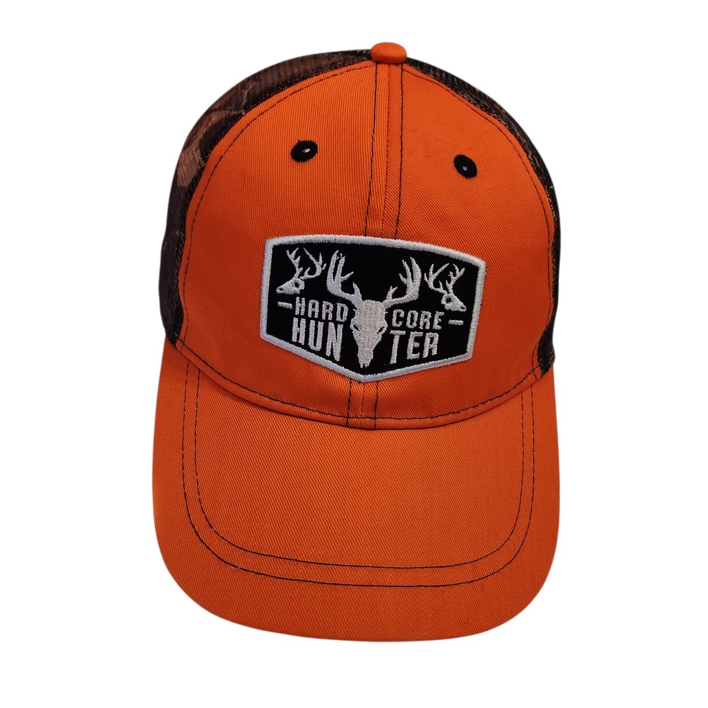 Hardcore Hunter Blaze Orange Camo Mesh Trucker Hat Adjustable Hunting Cap OSFM